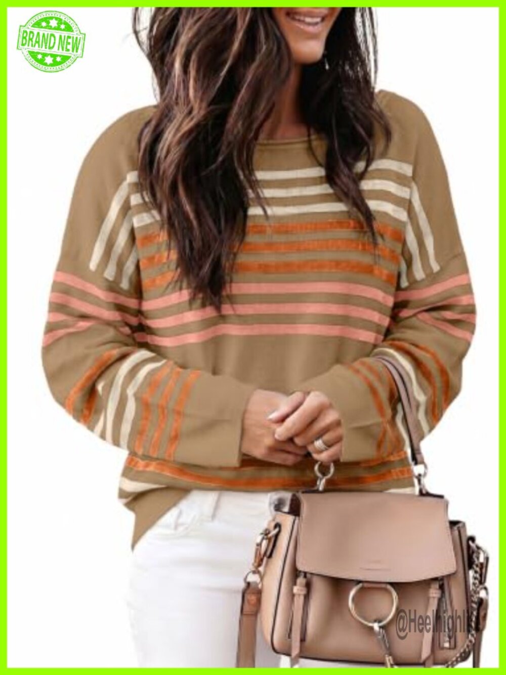 Striped Oversized Sweater Women's Pullover Knit Top